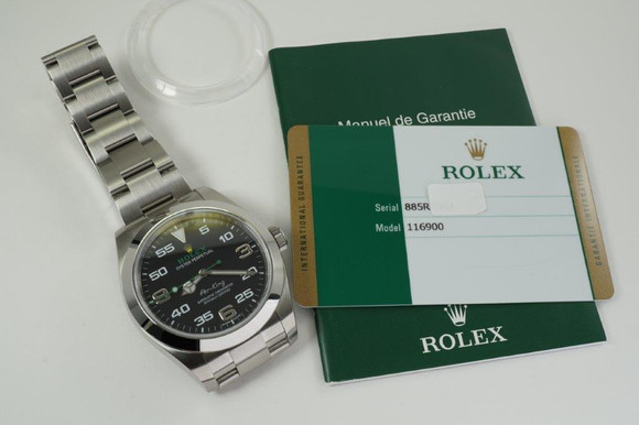 Rolex 116900 Air King green Rolex stainless steel w/ cards dates 2018