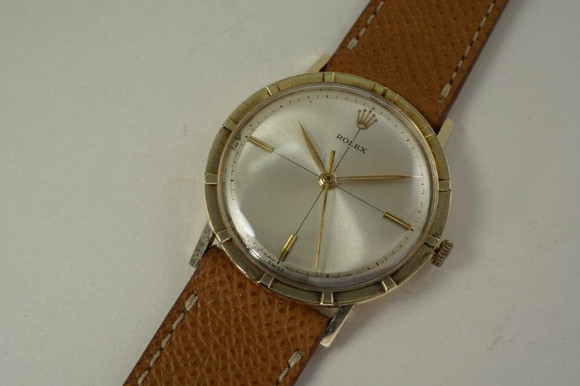 Rolex Precision Dress Watch 14k yellow gold, engraved bezel dates 1970's vintage pre owned for sale houston fabsuisse