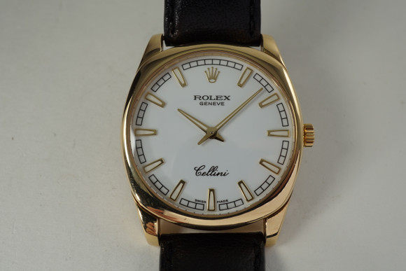 Rolex 4243 Cellini 18k yellow w/ deployment & box dates 2005  modern for sale houston fabsuisse