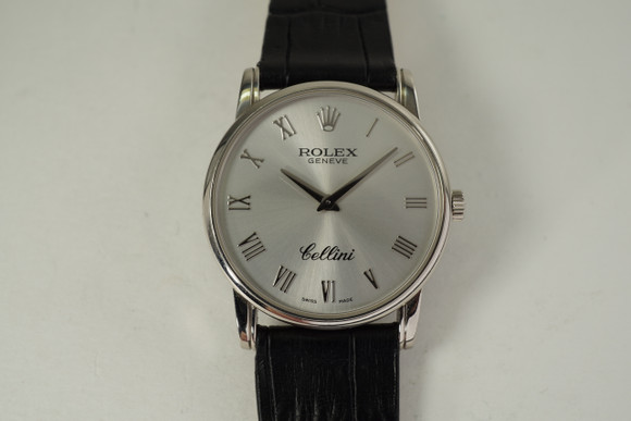 Rolex 5116 Cellini 18k white gold dates 2007 modern original pre owned for sale houston fabsuisse