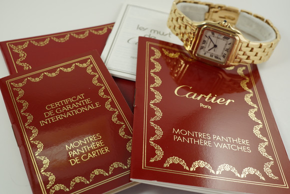 Cartier 887968 Panther 18k yellow gold w/ box & papers c. 1994 modern original pre owned for sale houston fabsuisse
