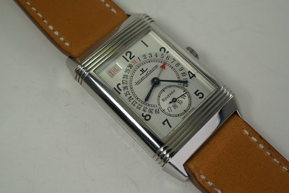 Jaeger LeCoultre 270.8.36 Grande Taile reverso calendar stainless steel c. 2000's modern pre owned for sale houston fabsuisse