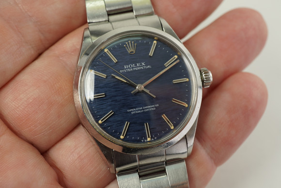 Rolex 1002 Oyster Perpetual, 1960, Blue Dial, Cal. 1570, for $4,038 for  sale from a Trusted Seller on Chrono24