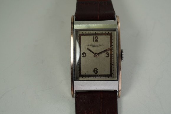 Vacheron Constantin Rectangle Watch steel & rose early 1930's vintage original for sale houston fabsuisse