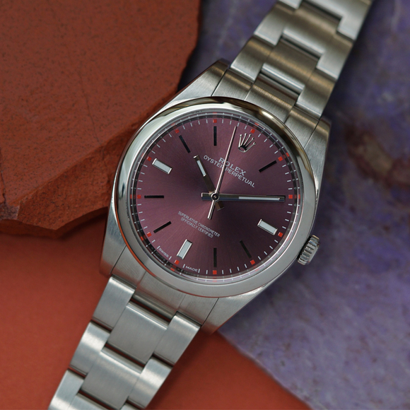 Fabsuisse watch
Fabsuisse vintage
Rolex OP grape
Rolex  grape oyster perpetual
Rolex 114300  grape
Rolex 114300 steel
Rolex OP 39mm