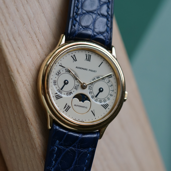 fabsuisse vintage
Fabsuisse watch
Audemars triple calendar 18k yellow gold
AP triple calendar 18k yellow gold 
Audemars 25589BA watch
AP 25589BA watch
Audemars Piguet Ref. 25589BA Triple Calendar Moonphase 18k Yellow Gold Automatic 1980s
AP Ref. 25589BA Triple Calendar Moonphase 18k Yellow Gold Automatic 1980-1986
AP men watch
Audemars men watch