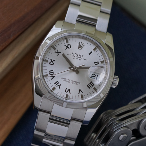 Rolex Oyster Perpetual Date 115210 Engine-Turned  Steel