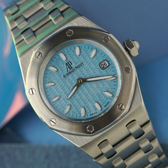 Audemars Piguet Royal Oak Ladies Blue Tapisserie Quartz  67600ST.OO.1210ST.02