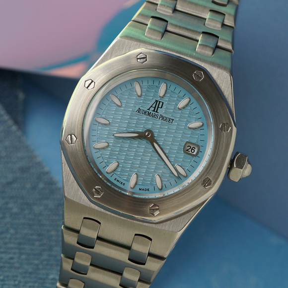 Audemars Piguet Royal Oak Ladies Blue Tapisserie Quartz  67600ST.OO.1210ST.02