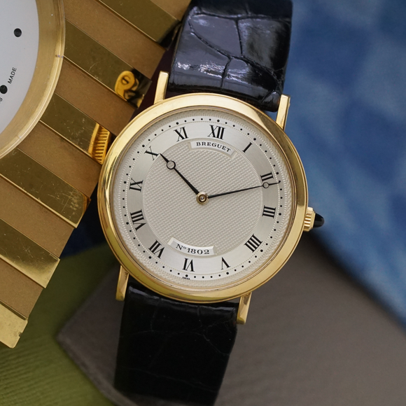 Breguet 1990s Classique Guilloche Automatic Ultra Thin 18k Yellow Gold 32mm