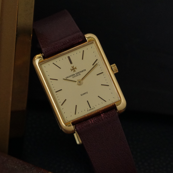 Vacheron Constantin 1990s Tank-Style Champagne Dial 18k Yellow Gold