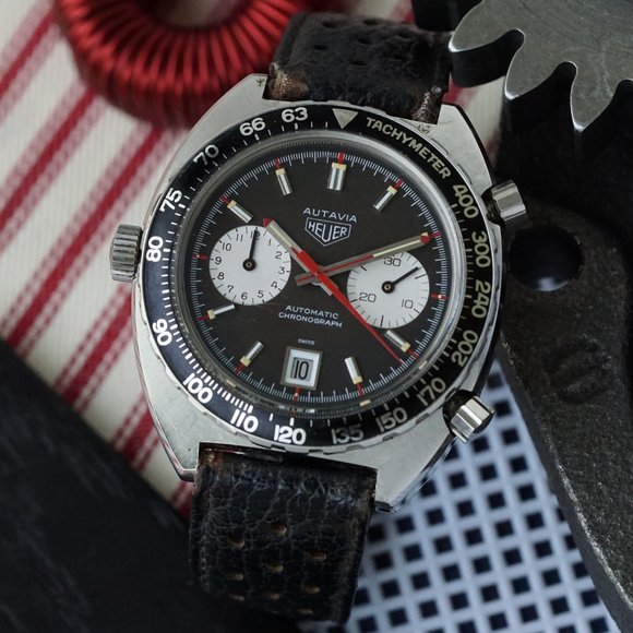 Heuer 1970s Autavia Chronograph Date Ref. 1163 Stainless Steel
