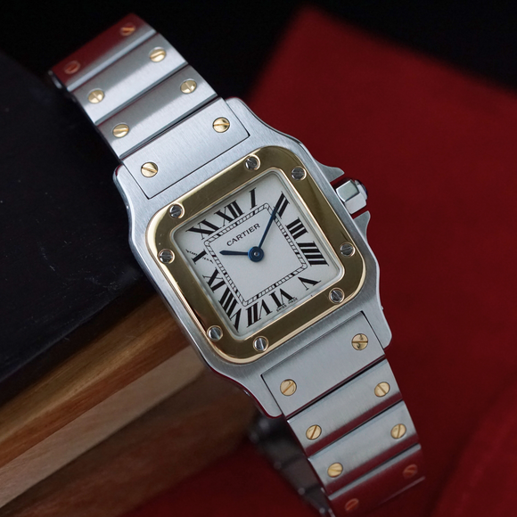 Cartier Santos Galbee Small Two Tone Quartz Watch Steel Gold 2009 Papers