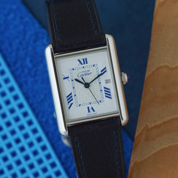 Cartier Tank Must 2414 Silver .925 White Gold Plated Date