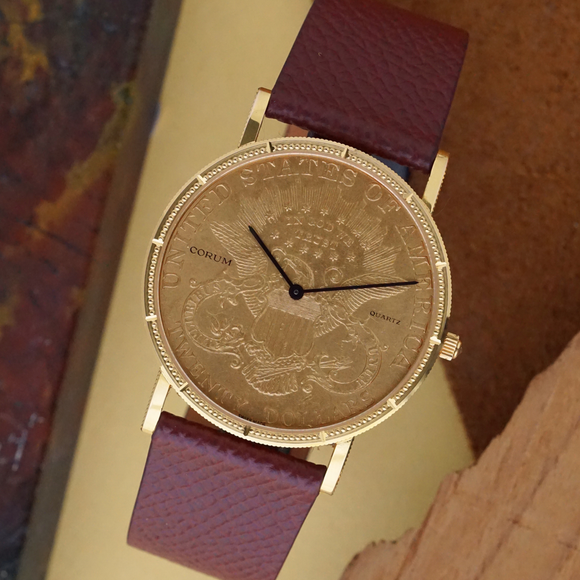 Corum $20 Liberty Coin Watch 18k Gold 35mm Quartz 1899 Double Eagle