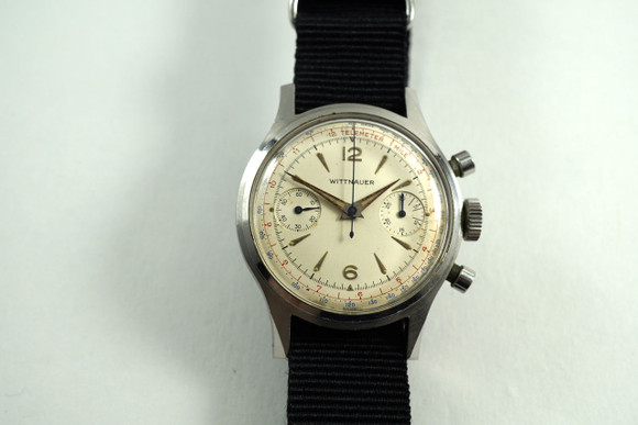 Wittneuer Chronograph vintage stainless steel dates 1950's vintage pre owned for sale houston fabsuisse