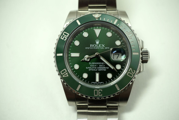 Rolex 116610V "Hulk" steel Submariner  with box & card c. 2013 for sale Houston Fabsuisse