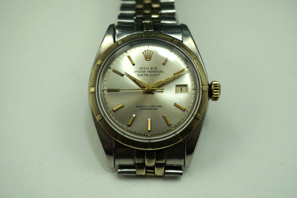 Rolex 6105 big bubble Datejust steel & gold c. 1953 red calendar early model for sale houston fabsuisse