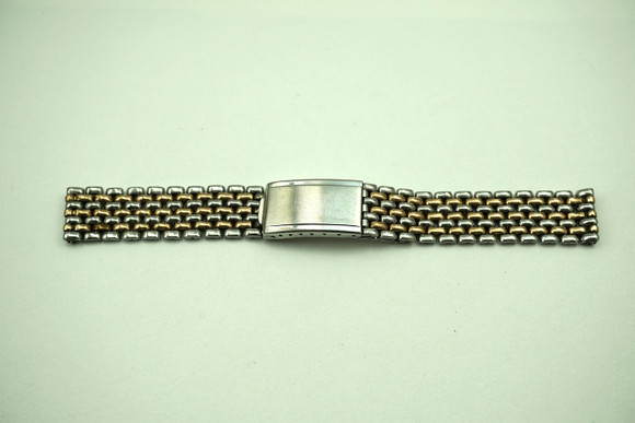 ROLEX BRACELET ORIGINAL VINTAGE BEADS OF RICE PINK GOLD & STEEL 1940'S PREOWNED FOR SALE HOUSTON FABSUISSE