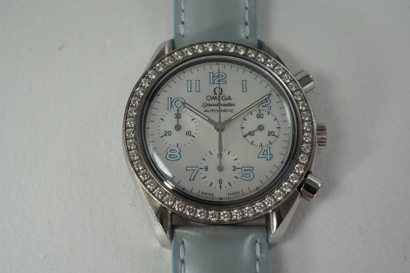 Omega 3815.71.53 Speedmaster Ladies Diamond Bezel Mop Dial C. 2000's modern original for sale houston fabsuisse