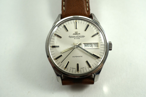 JAEGER LeCOULTRE E300105 CLUB AUTOMATIC DATE STAINLESS STEEL C.1970'S ORIGINAL PRE-OWNED FOR SALE HOUSTON FABSUISSE