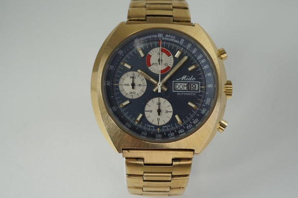 Mido 0900-2 Chronograph vintage automatic day & date c. 1970's gold plated for sale houston fabsuisse