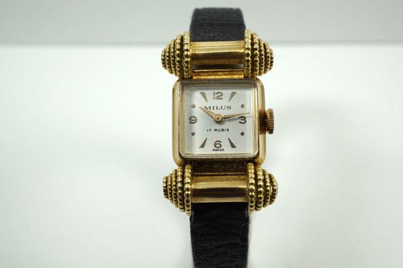 Milus Etruscan vintage 18k rose gold mid century ladies c.1950's for sale houston fabsuisse