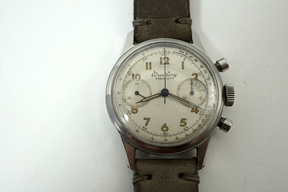 Breitling Premier Chronograph 790 stainless steel 1945 pre owned vintage for sale houston fabsuisse