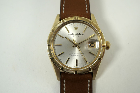 Rolex 1501 Date solid 14k yellow gold automatic c. 1971 vintage all original pre owned for sale houston fabsuisse