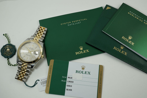 Rolex 126333 Datejust steel & yellow gold w/ box, card, books and tags unworn c. 2017 pre owned for sale houston fabsuisse