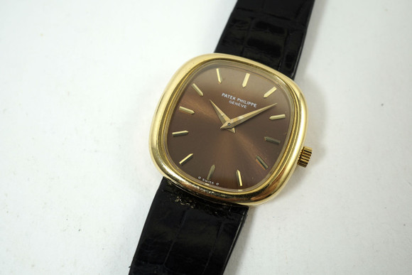 Patek Philippe 4223 Golden Ellipse ladies bronze dial strap all original c. 1980's for sale houston fabsuisse