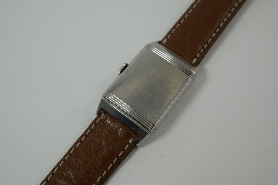 LeCoultre Reverso rare stainless steel sweep second c. 1930's vintage original timepiece pre owned for sale houston fabsuisse