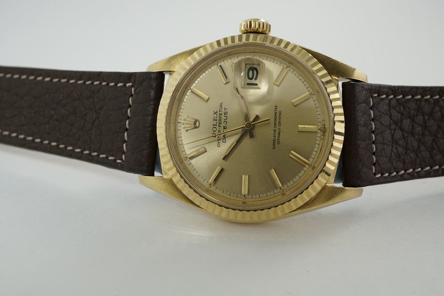 Rolex 1601 Datejust 18k yellow gold automatic dates 1966 vintage original pre owne for sale houston fabsuisse