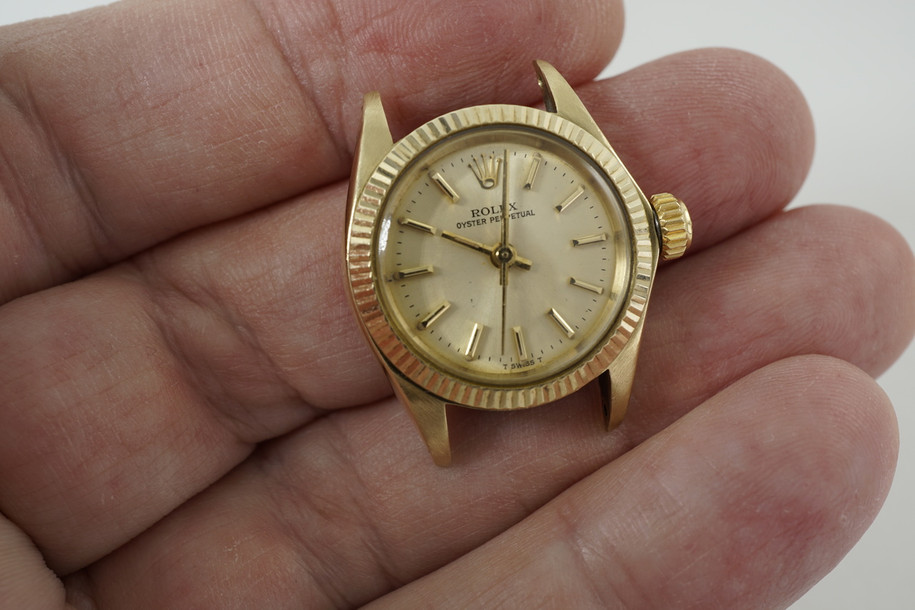 Rolex 6719 Oyster Perpetual ladies 14k yellow gold head automatic 1977 vintage pre owned for sale houston fabsuisse