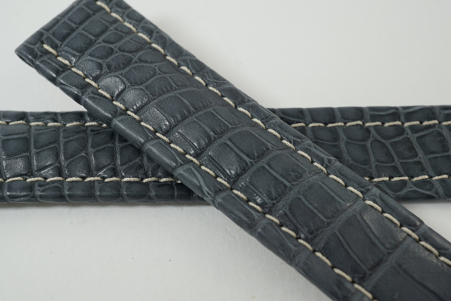 Breitling Deployment Strap blue crocodile 20 mm unworn c. 2000's modern pre owned for sale houston fabsuisse