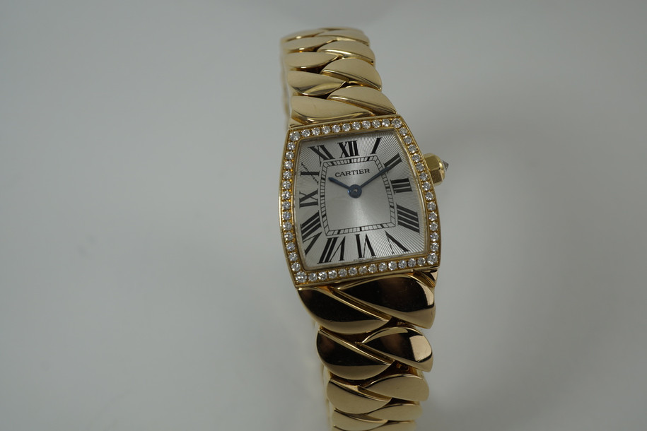 Cartier WE600861 La Dona ladies 18k rose gold dates 2000's modern factory diamonds original pre owned for sale houston fabsuisse