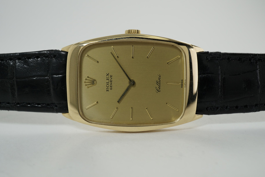 Rolex 4136 Cellini 18k yellow gold dress watch dates 1975 all original vintage for sale houston fabsuisse