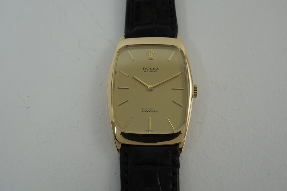 Rolex 4136 Cellini 18k yellow gold dress watch dates 1975 all original vintage for sale houston fabsuisse