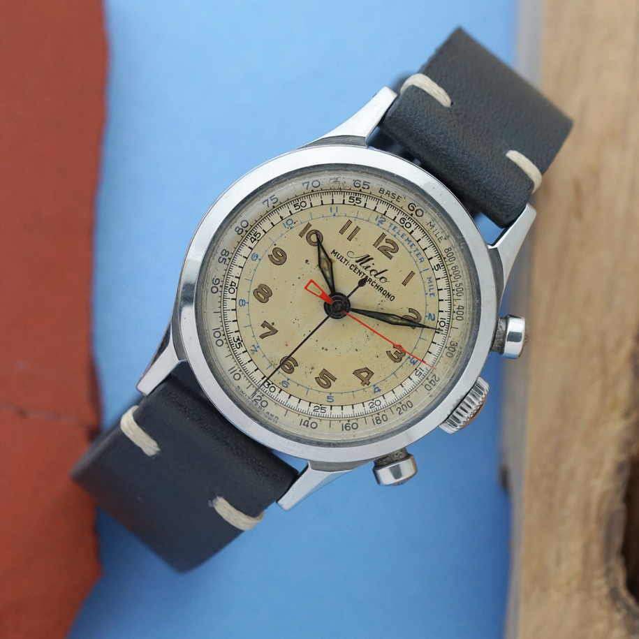 1940s Mido Multi-Centerchrono Chronograph François Borgel Stainless Steel Case 35 mm