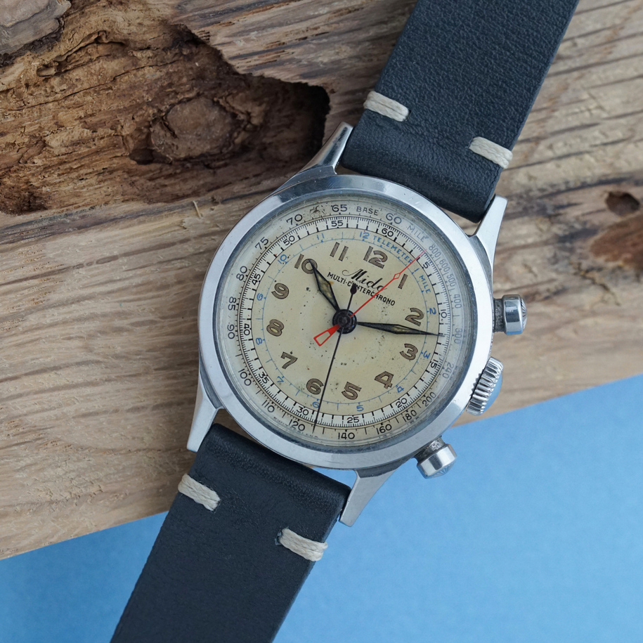 1940s Mido Multi-Centerchrono Chronograph François Borgel Stainless Steel Case 35 mm