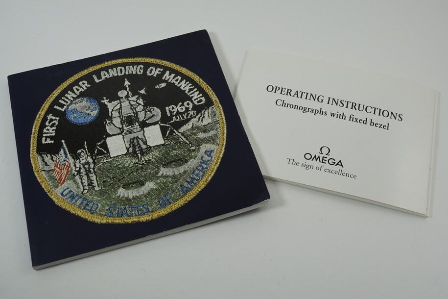 Omega Speedmaster Booklet 20th anniversary Apollo XI 1969 certificate pre owned for sale houston fabsuisse