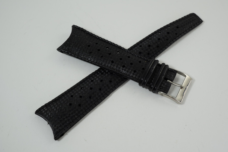 Tropic Divers Strap new old stock black rubber vintage 21-22mm c. 1970's pre owned for sale houston fabsuisse