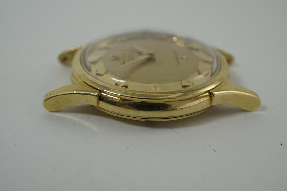 Omega 14381/2 SC-5 Constellation 18k yellow gold c. 1960 vintage automatic watch pre owned for sale houston fabsuisse