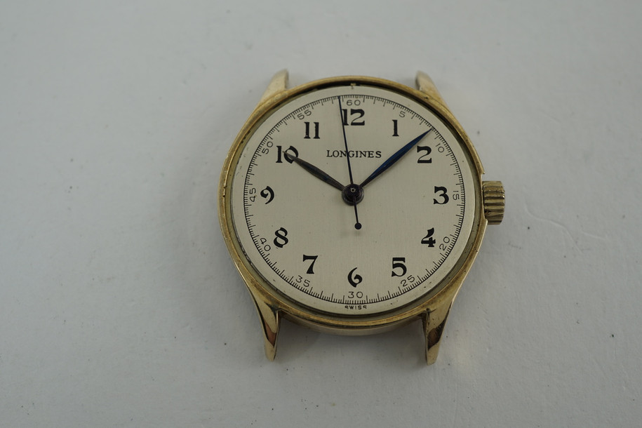 Longines Sweep Second Watch World War II era 14k yellow gold c. 1953 vintage pre owned for sale houston fabsuisse