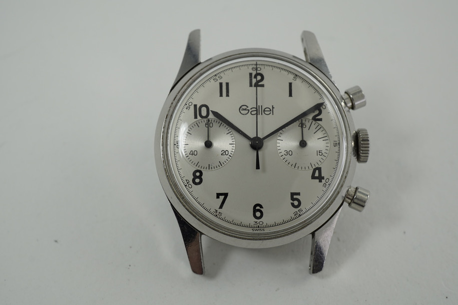 Gallet & Co. Chronograph stainless steel dates 1950-60's vintage pre owned for sale houston fabsuisse 