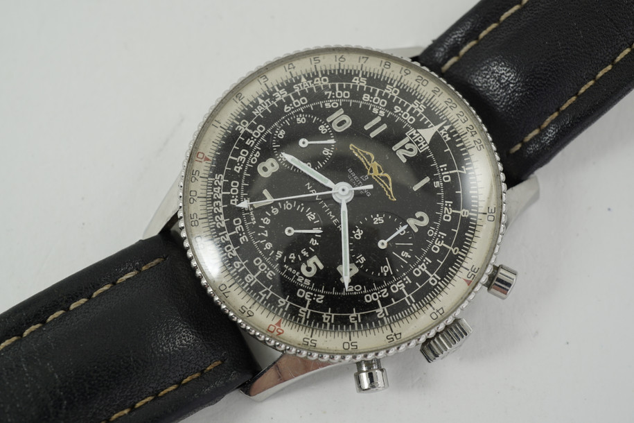 Breitling 806 Navitimer Chronograph stainless steel w/ beaded bezel dates 1959 vintage pre owned for sale houston fabsuisse