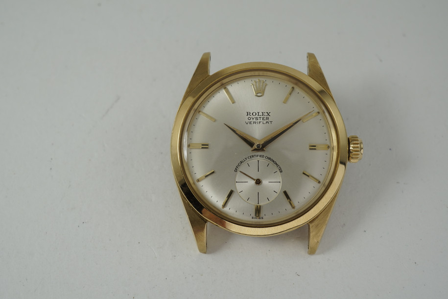 Rolex 6512 Veriflat Chronometer 18k yellow gold dates 1961 vintage original pre owned for sale houston fabsuisse