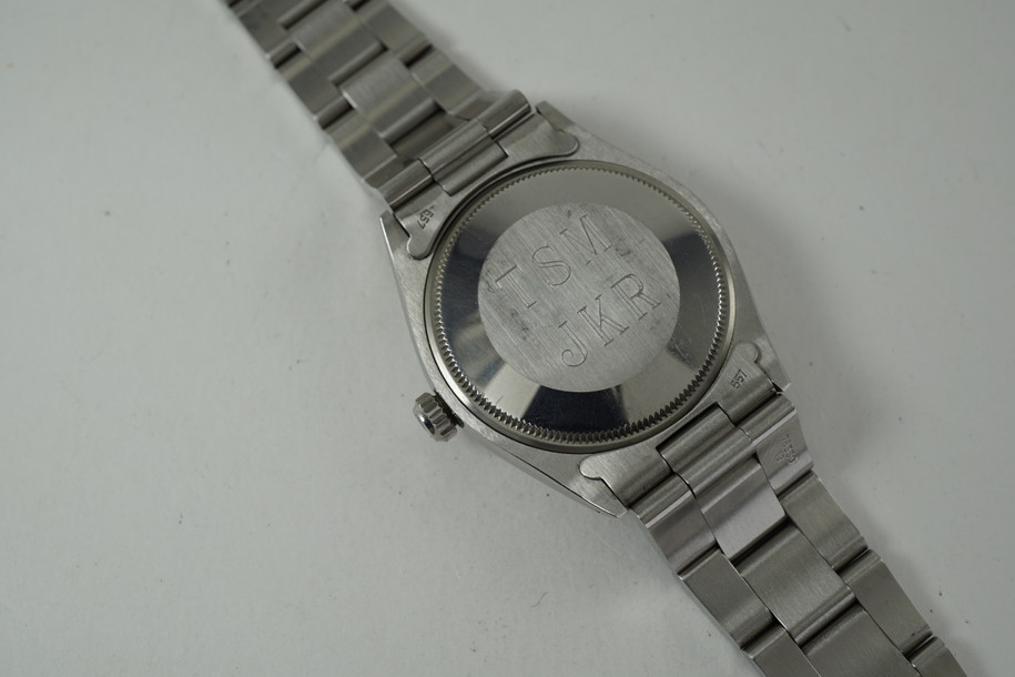 Rolex 5500 Air King Dominos Logo dial stainless steel dates 1982-83 automatic vintage pre owned for sale houston fabsuisse 