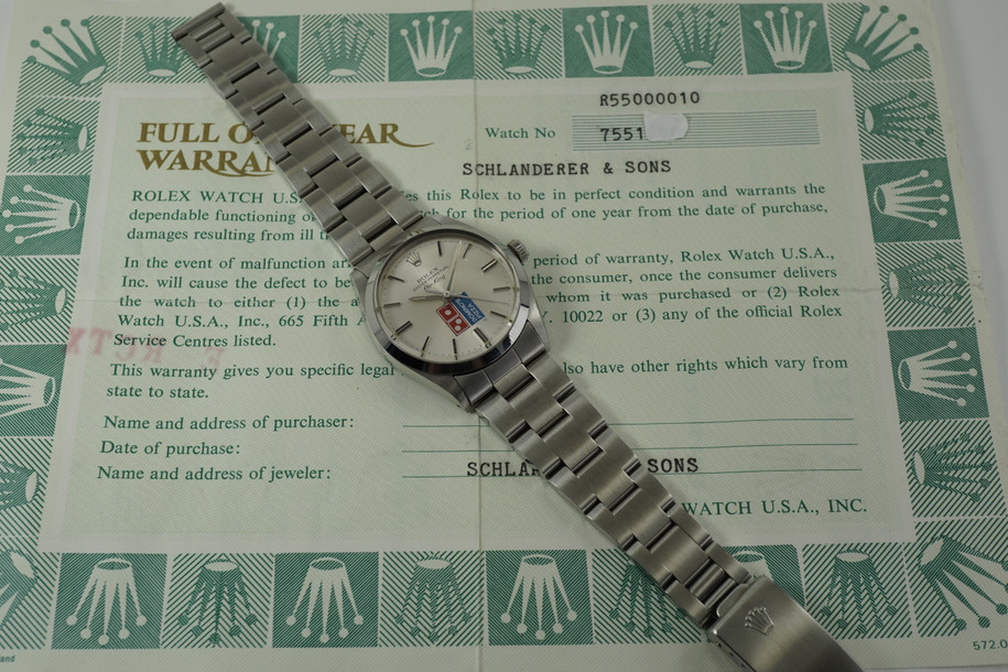 Rolex 5500 Air King Dominos Logo dial steel dates 1982-83