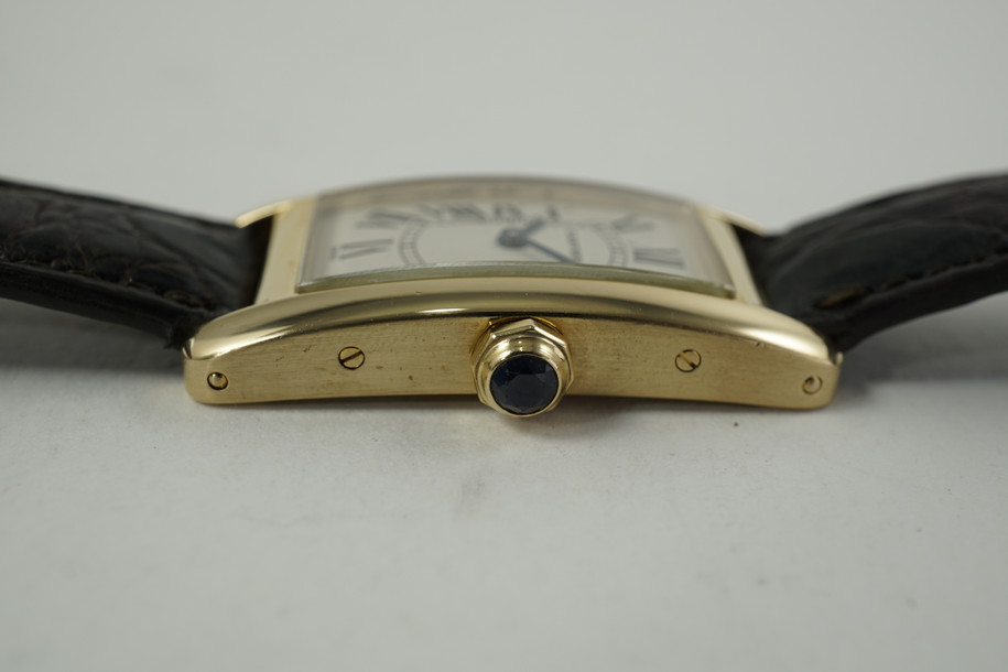 Cartier 1710 Tank Americaine ladies 18k yellow W2601556 dates 2000's pre owned for sale houston fabuisse